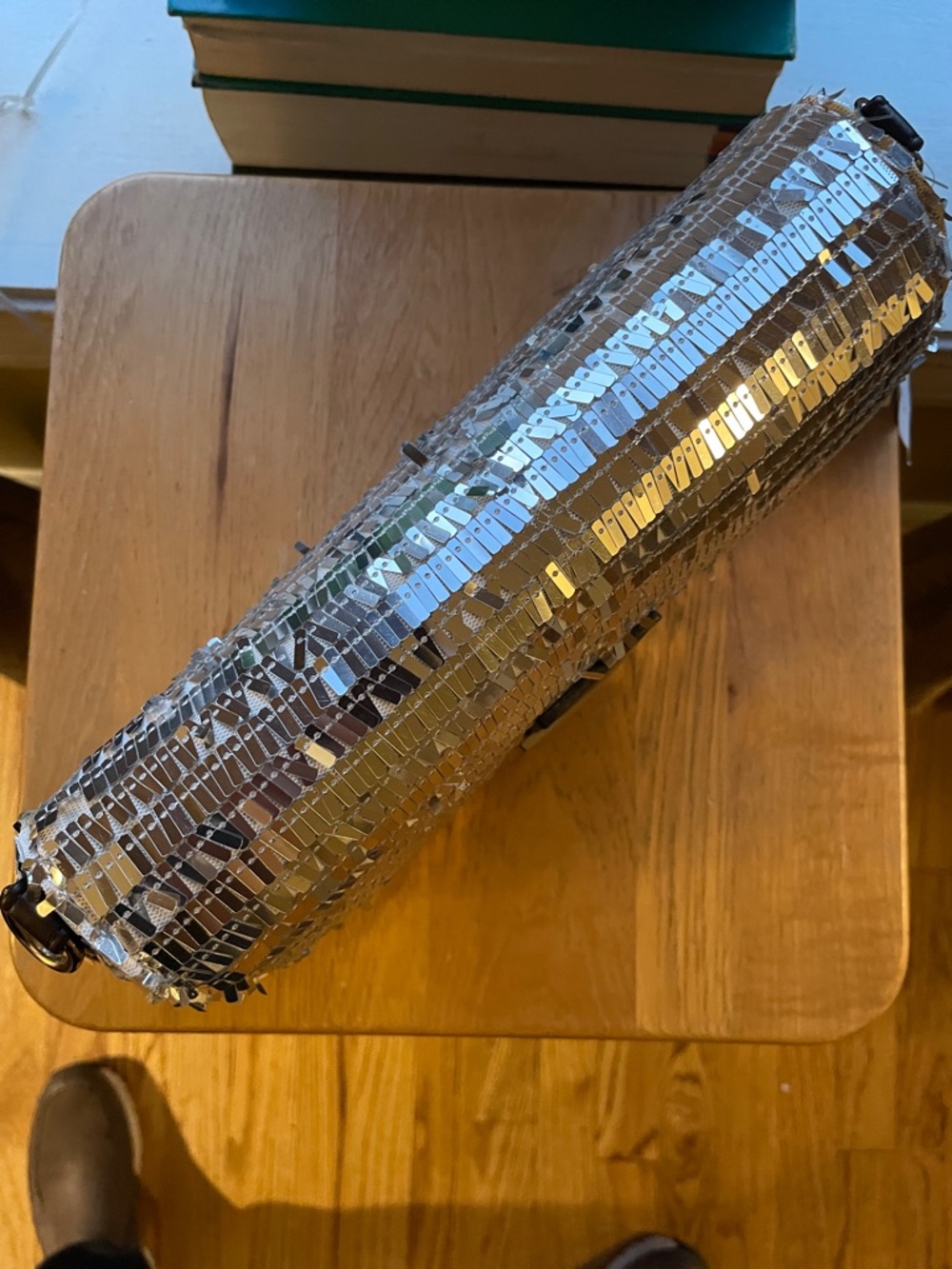 Silver Sequin Evening Clutch - Women's Bag - Picture 2 of 8